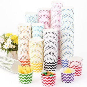 Cups 24 Paper Ice Cream Cups Disposable Dessert Bowls 6 Colors Ice Cream Containers Hot and Cold Food Bowls Summer Party Treat Cups for Frozen Yogurt, Dessert and sundae.