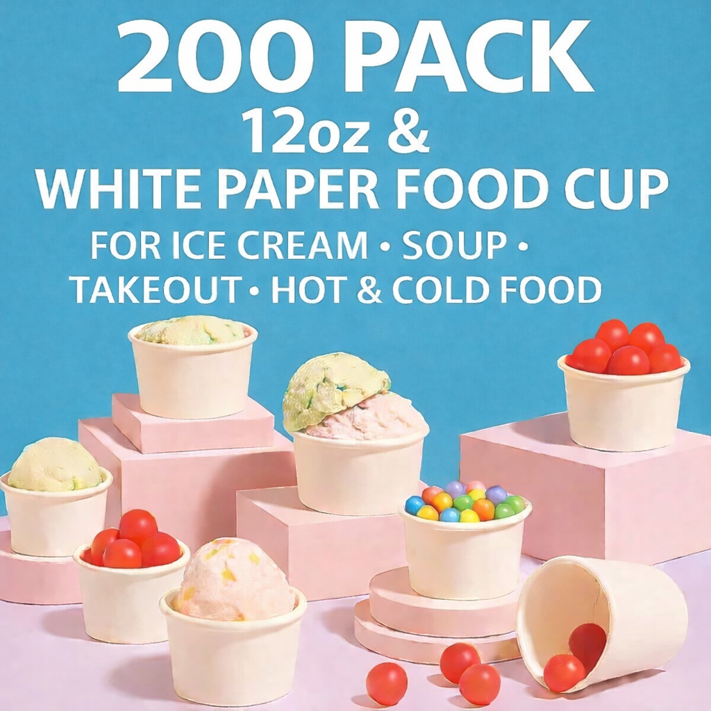 SOPARO 100/200/300/500/1000 PCS 10/12 Oz Ice Cream Paper Cups, Batch Disposable Solid Color Paper Dessert Bowls for Snacks, Sundaes, Party Giveaways, Ice Cream Bar Supplies Factory (12oz,100 PCS)Save $10 with Local Pickup