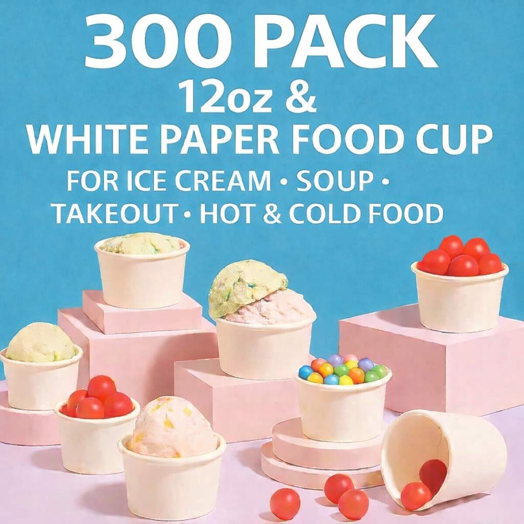 SOPARO 100/200/300/500/1000 PCS 10/12 Oz Ice Cream Paper Cups, Batch Disposable Solid Color Paper Dessert Bowls for Snacks, Sundaes, Party Giveaways, Ice Cream Bar Supplies Factory (12oz,100 PCS)Save $10 with Local Pickup