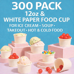 Cups24 Paper Ice Cream Cups – 10 & 12 oz, 100–1,000 Pack
