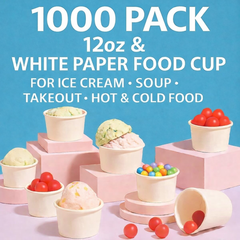 Cups24 Paper Ice Cream Cups – 10 & 12 oz, 100–1,000 Pack