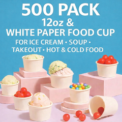 Cups24 Paper Ice Cream Cups – 10 & 12 oz, 100–1,000 Pack