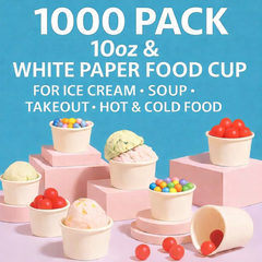 Cups24 Paper Ice Cream Cups – 10 & 12 oz, 100–1,000 Pack