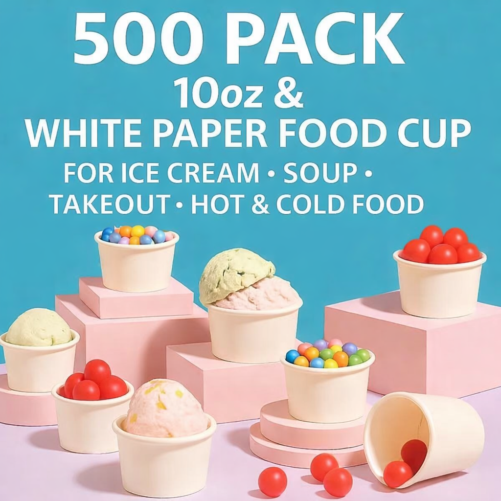 SOPARO 100/200/300/500/1000 PCS 10/12 Oz Ice Cream Paper Cups, Batch Disposable Solid Color Paper Dessert Bowls for Snacks, Sundaes, Party Giveaways, Ice Cream Bar Supplies Factory (12oz,100 PCS)Save $10 with Local Pickup