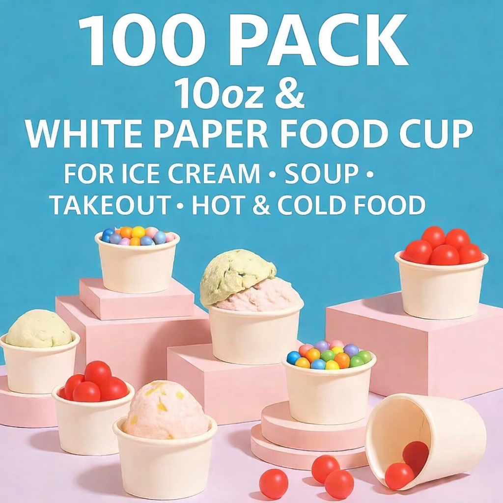 SOPARO 100/200/300/500/1000 PCS 10/12 Oz Ice Cream Paper Cups, Batch Disposable Solid Color Paper Dessert Bowls for Snacks, Sundaes, Party Giveaways, Ice Cream Bar Supplies Factory (12oz,100 PCS)Save $10 with Local Pickup