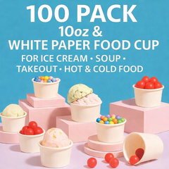 Cups24 Paper Ice Cream Cups – 10 & 12 oz, 100–1,000 Pack