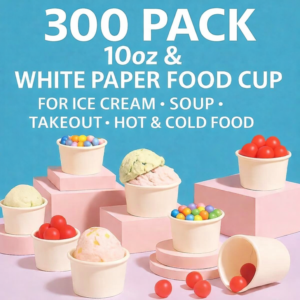 SOPARO 100/200/300/500/1000 PCS 10/12 Oz Ice Cream Paper Cups, Batch Disposable Solid Color Paper Dessert Bowls for Snacks, Sundaes, Party Giveaways, Ice Cream Bar Supplies Factory (12oz,100 PCS)Save $10 with Local Pickup