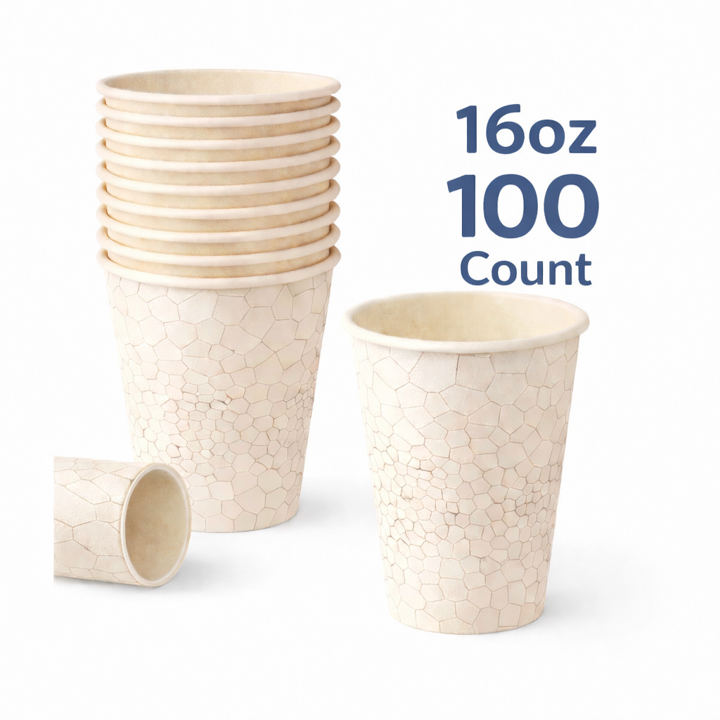 Printed Paper Coffee Cups, Disposable Hot & Cold Cups, 12 oz 16 oz 20 oz, Leak-Resistant & BPA-Free, Bulk To-Go Cups for Coffee Shops, Cafes & Food Service (100, stock pattern, 12OZ)