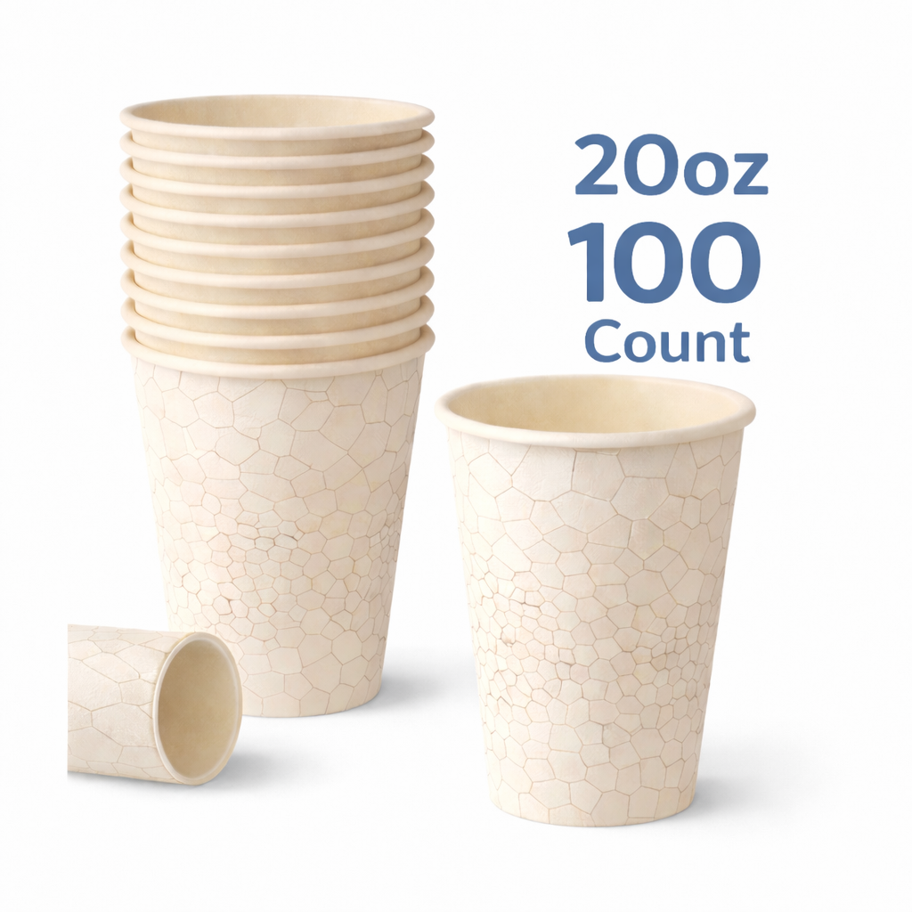 Printed Paper Coffee Cups, Disposable Hot & Cold Cups, 12 oz 16 oz 20 oz, Leak-Resistant & BPA-Free, Bulk To-Go Cups for Coffee Shops, Cafes & Food Service (100, stock pattern, 12OZ)