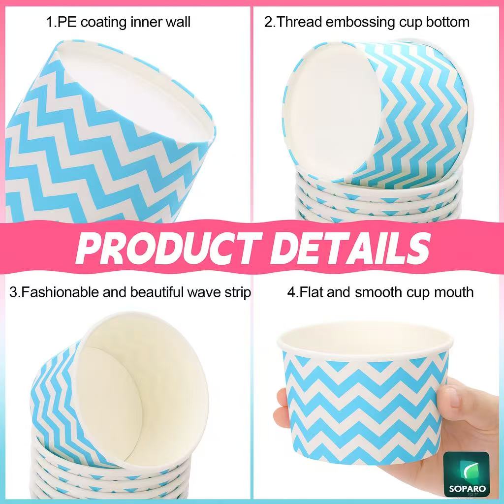 500pc Paper Ice Cream Cups Disposable Dessert Bowls 6 Colors Ice Cream Containers Hot and Cold Food Bowls Summer Party Treat Cups for Frozen Yogurt, Dessert and sundae.Save $10 with Local Pickup