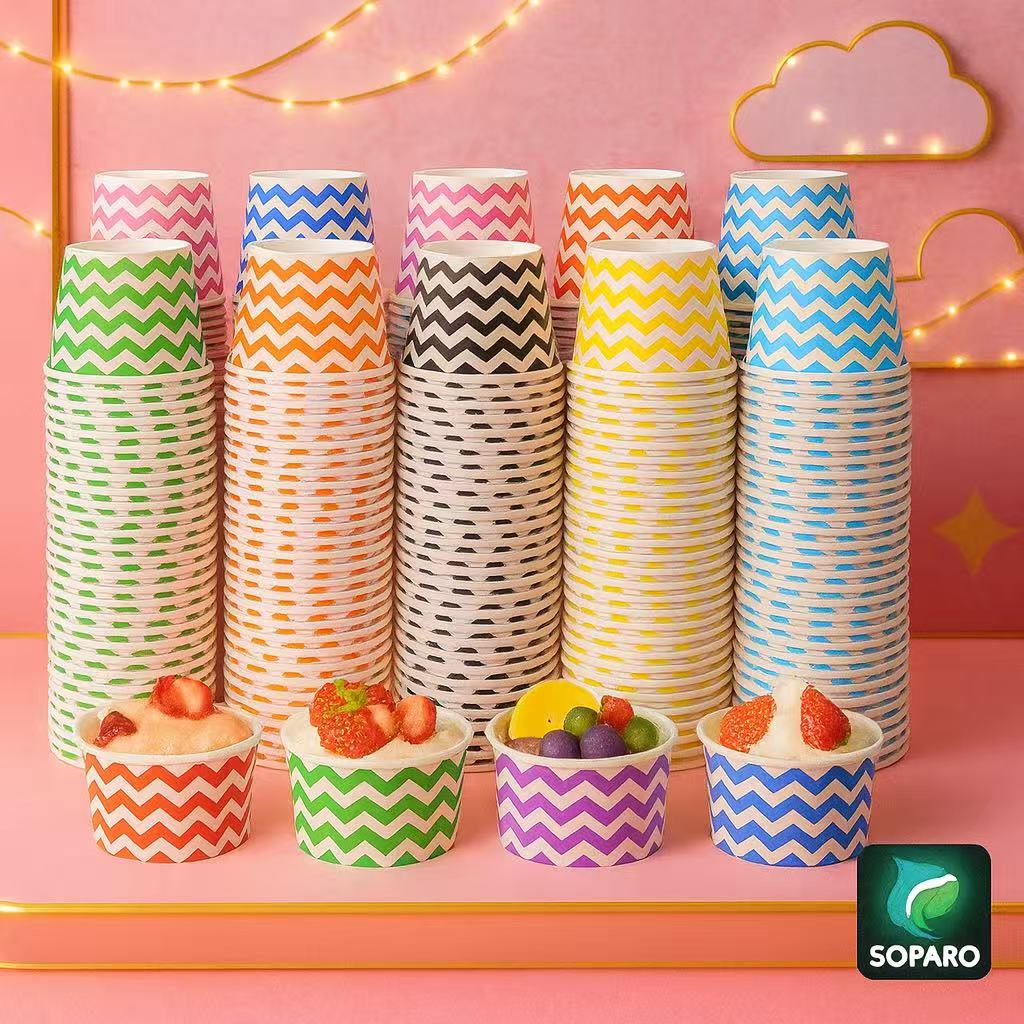 500pc Paper Ice Cream Cups Disposable Dessert Bowls 6 Colors Ice Cream Containers Hot and Cold Food Bowls Summer Party Treat Cups for Frozen Yogurt, Dessert and sundae.Save $10 with Local Pickup