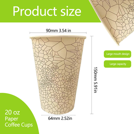 SOPARO 20 oz Paper Coffee Cups – 750 Pack