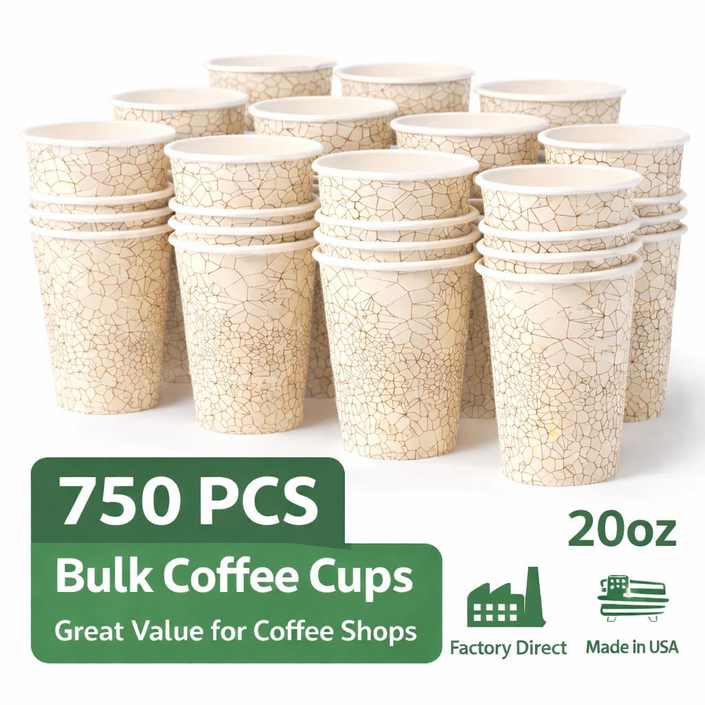 SOPARO 20 oz Bulk Paper Coffee Cups – 750 Count Disposable Hot Cups for Coffee Shops & Food Service
（Free Shipping）Save $10 with Local Pickup