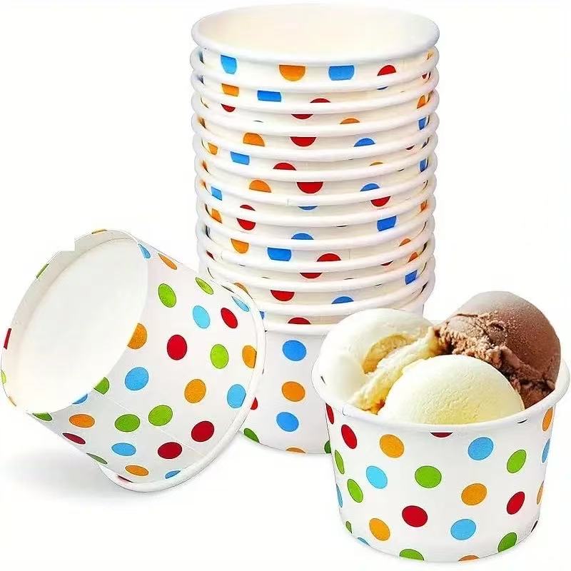 500pc Paper Ice Cream Cups Disposable Dessert Bowls 6 Colors Ice Cream Containers Hot and Cold Food Bowls Summer Party Treat Cups for Frozen Yogurt, Dessert and sundae.Save $10 with Local Pickup