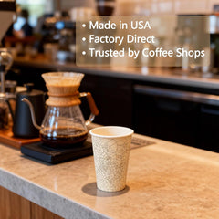 Printed Paper Coffee Cups, Disposable Hot & Cold Cups, 12 oz 16 oz 20 oz, Leak-Resistant & BPA-Free, Bulk To-Go Cups for Coffee Shops, Cafes & Food Service (100, stock pattern, 12OZ)