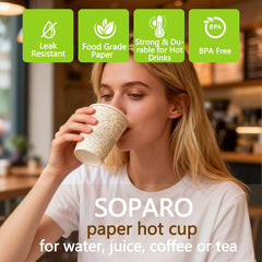 Printed Paper Coffee Cups, Disposable Hot & Cold Cups, 12 oz 16 oz 20 oz, Leak-Resistant & BPA-Free, Bulk To-Go Cups for Coffee Shops, Cafes & Food Service (100, stock pattern, 12OZ)