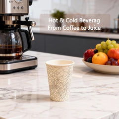 Printed Paper Coffee Cups, Disposable Hot & Cold Cups, 12 oz 16 oz 20 oz, Leak-Resistant & BPA-Free, Bulk To-Go Cups for Coffee Shops, Cafes & Food Service (100, stock pattern, 12OZ)