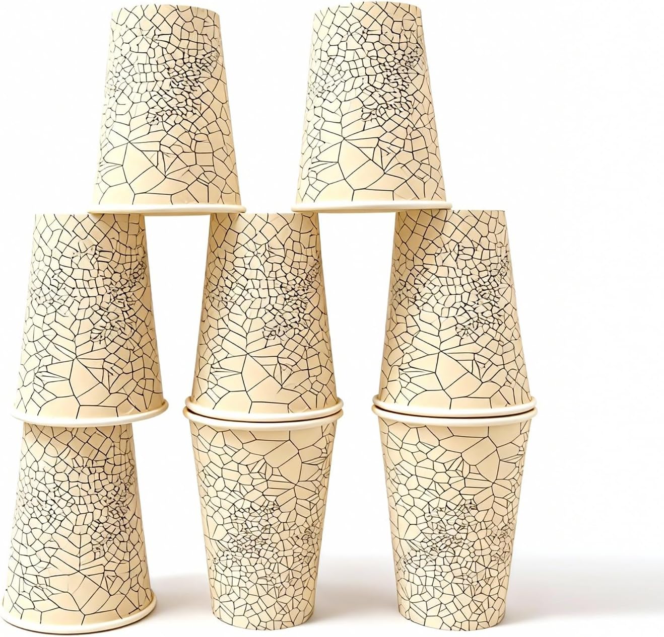 Printed Paper Coffee Cups, Disposable Hot & Cold Cups, 12 oz 16 oz 20 oz, Leak-Resistant & BPA-Free, Bulk To-Go Cups for Coffee Shops, Cafes & Food Service (100, stock pattern, 12OZ)