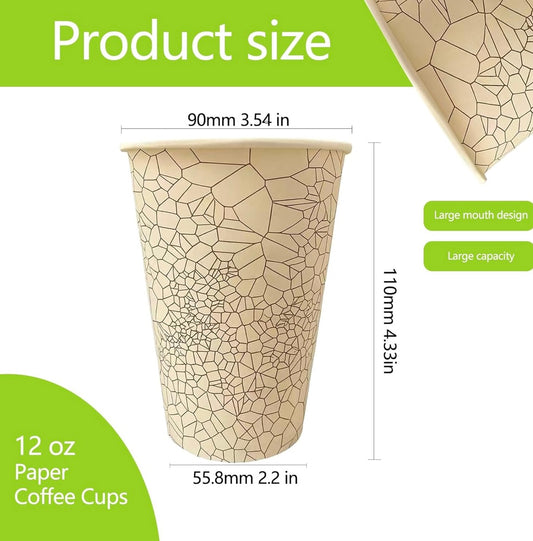 SOPARO 12 oz Paper Coffee Cups – 1,000 Pack