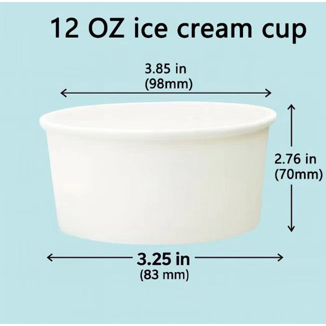 SOPARO 100/200/300/500/1000 PCS 10/12 Oz Ice Cream Paper Cups, Batch Disposable Solid Color Paper Dessert Bowls for Snacks, Sundaes, Party Giveaways, Ice Cream Bar Supplies Factory (12oz,100 PCS)Save $10 with Local Pickup
