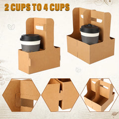 500 pcs Brown Paper Beverage Carriers with Handles